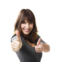 Image showing Woman doing thumbs up