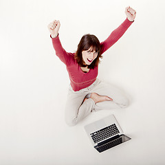 Image showing Happy woman with a laptop