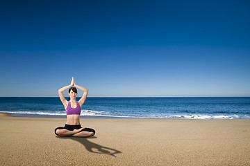 Image showing Yoga in the beach