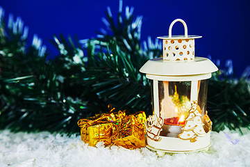 Image showing Christmas lantern with the presents