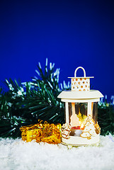 Image showing Christmas lantern with the presents