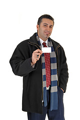 Image showing Man showing business card.