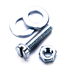 Image showing silver steel hexagonal screw tool objects macro