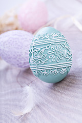 Image showing beautiful easter egg decoration colorfull eggs seasonal pastel 