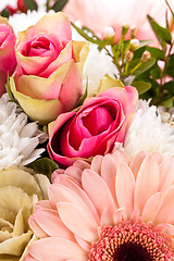 Image showing Bouquet of fresh pink and white flowers