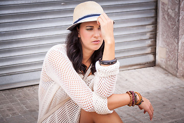 Image showing young attractive woman in summer trendy fashion 