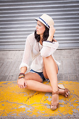 Image showing young attractive woman in summer trendy fashion 