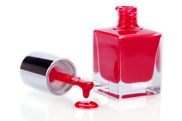 Image showing Modern stylish red nail varnish or lacquer