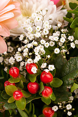 Image showing Bouquet of fresh pink and white flowers