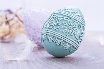 Image showing beautiful easter egg decoration colorfull eggs seasonal pastel 