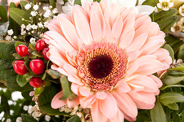 Image showing Bouquet of fresh pink and white flowers