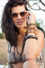 Image showing Beautiful stylish woman wearing sunglasses