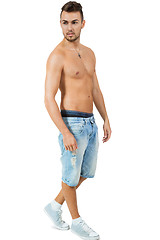 Image showing young attractive adult man shirtless portrait 