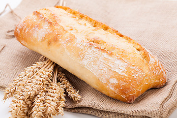 Image showing fresh baked white ciabatta bread baguette objects