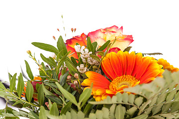 Image showing Vivid orange gerbera daisy in a bouquet