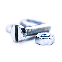 Image showing silver steel hexagonal screw tool objects macro