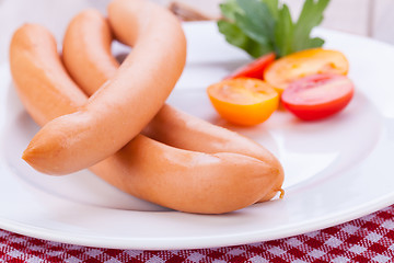 Image showing tasty traditional pork sausages frankfurter snack food