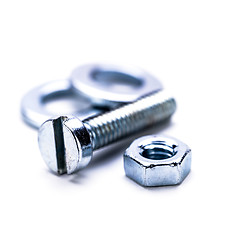 Image showing silver steel hexagonal screw tool objects macro