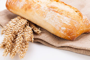 Image showing fresh baked white ciabatta bread baguette objects