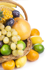 Image showing Fresh fruit  in a wicker basket