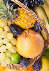 Image showing Fresh fruit  in a wicker basket