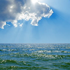 Image showing cloud in blue sky over sea