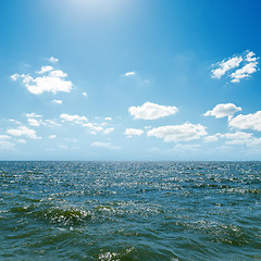 Image showing wave on sea and blue sky