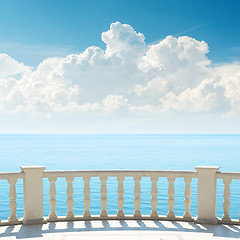 Image showing cloudy sky over sea and balcony