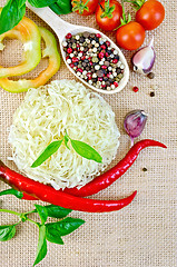 Image showing Noodles rice twisted with peppers and vegetables