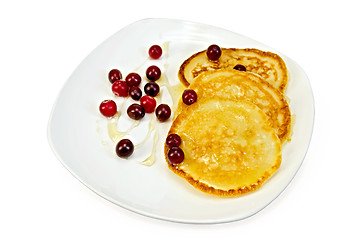 Image showing Flapjacks with cranberry and honey in a plate