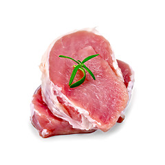 Image showing Meat pork slices with rosemary