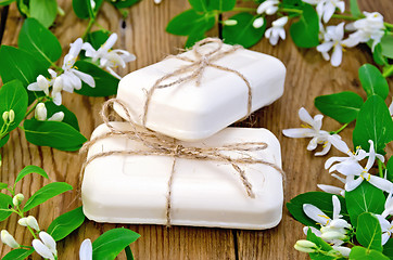 Image showing Soap white with flowers of honeysuckle