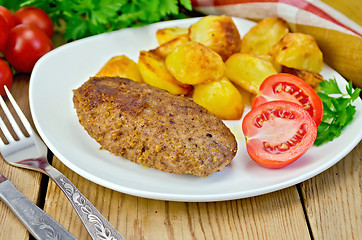 Image showing Cutlet meaty with fried potato