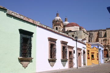 Image showing Colonial street with church, Oaxaca, Mexico