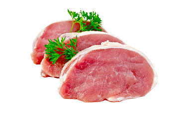 Image showing Meat pork slices with parsley