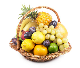 Image showing Fresh fruit  in a wicker basket