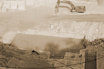 Image showing Thassos white marble quarry sepia