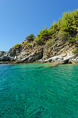 Image showing rocky beach at greece , thassos