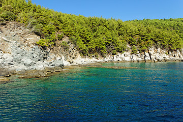 Image showing rocky beach at greece , thassos