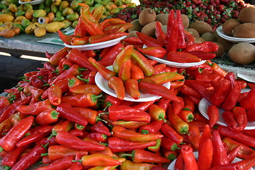 Image showing Red chilis at Mexican market