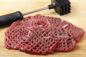 Image showing Tenderized raw minute steaks