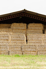 Image showing straw bales under the roof