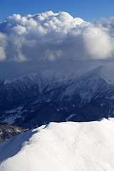 Image showing Top view on off-piste slope