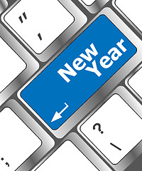 Image showing happy new year message, keyboard enter key