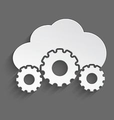 Image showing White cloud with cogs 3d