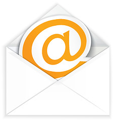 Image showing White envelope and at e mail symbol
