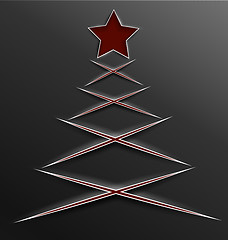 Image showing Christmas tree paper cut lines cross