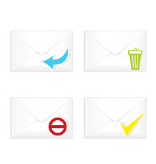 Image showing White closed envelopes with trash mark icon set