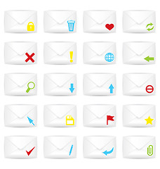 Image showing White closed twenty envelopes icon set