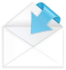 Image showing White envelope blue arrow in